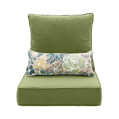 Outdoor Deep Seat Cushion Set with Lumbar Pillow, Patio Chair Back & Seat Cushions, Green