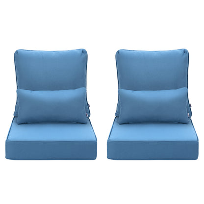 Outdoor Deep Seat Cushion Set with Lumbar Pillow, Deep Blue