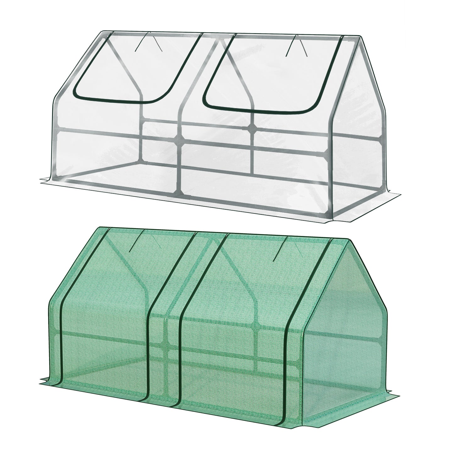 6x3x3 ft. Mini Greenhouse with 2 Zipper Doors, Water Resistant UV Protected with 2/3 Covers