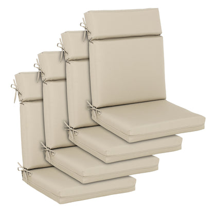 Outdoor Polyester High Back Dining Chair Cushion Set - Khaki