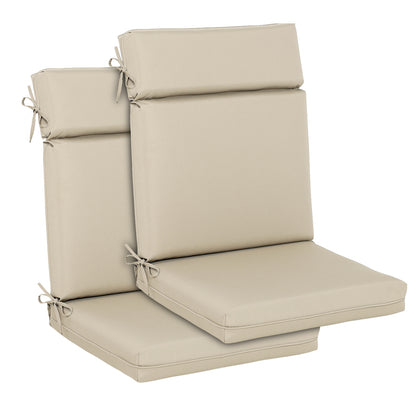 Outdoor Polyester High Back Dining Chair Cushion Set - Khaki