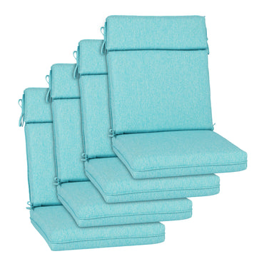 Outdoor High Back Dining Chair Cushion Set, Polyester Fabric, TPU Water Repellent Coating, Teal Aoodor 