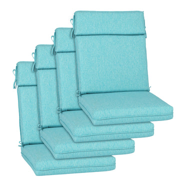 Outdoor High Back Dining Chair Cushion Set, Polyester Fabric, TPU Water Repellent Coating, Teal Aoodor 