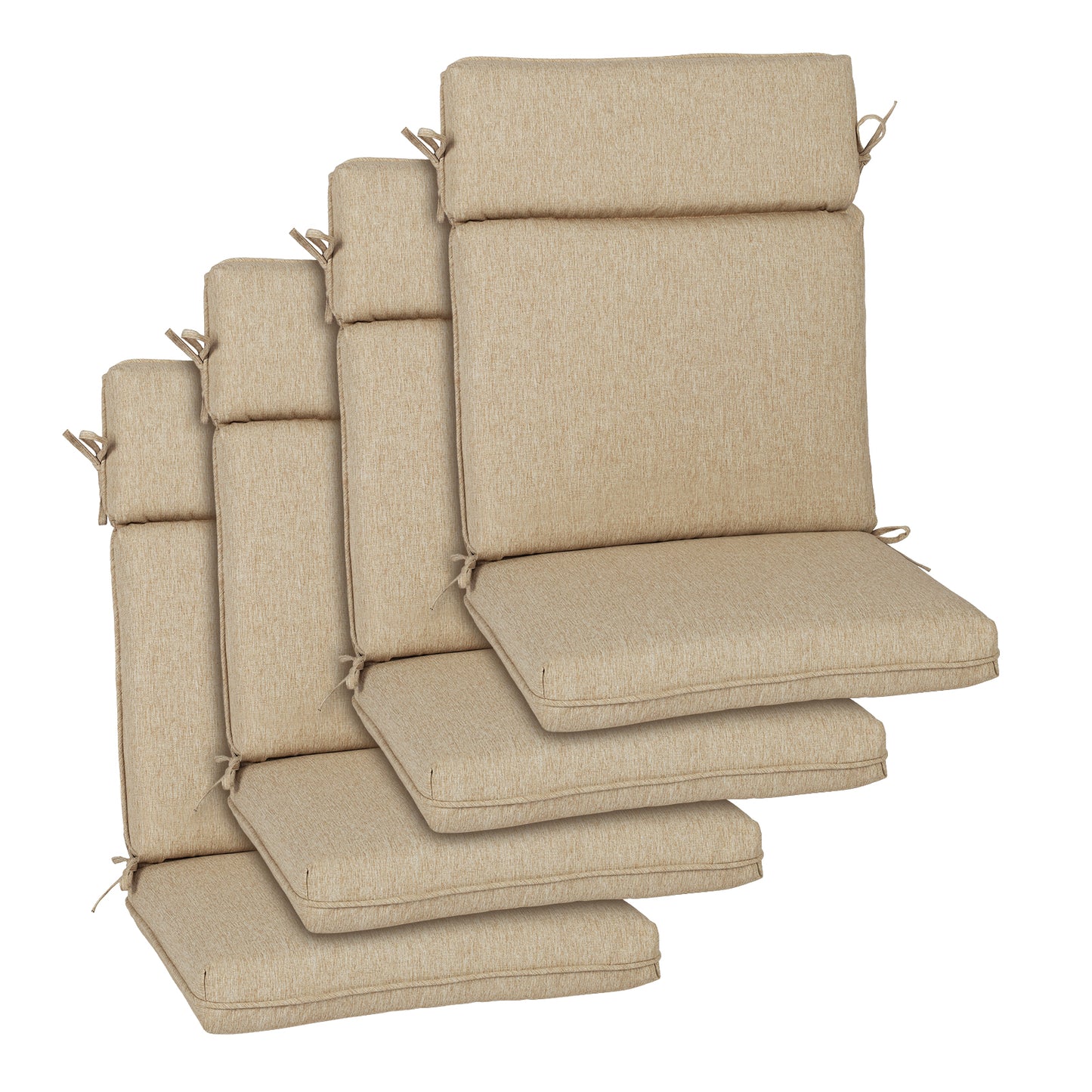 Outdoor High Back Dining Chair Cushion Set, Polyester Fabric, TPU Water Repellent Coating, Brown Aoodor 