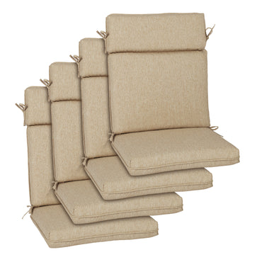 Outdoor High Back Dining Chair Cushion Set, Polyester Fabric, TPU Water Repellent Coating, Brown Aoodor 
