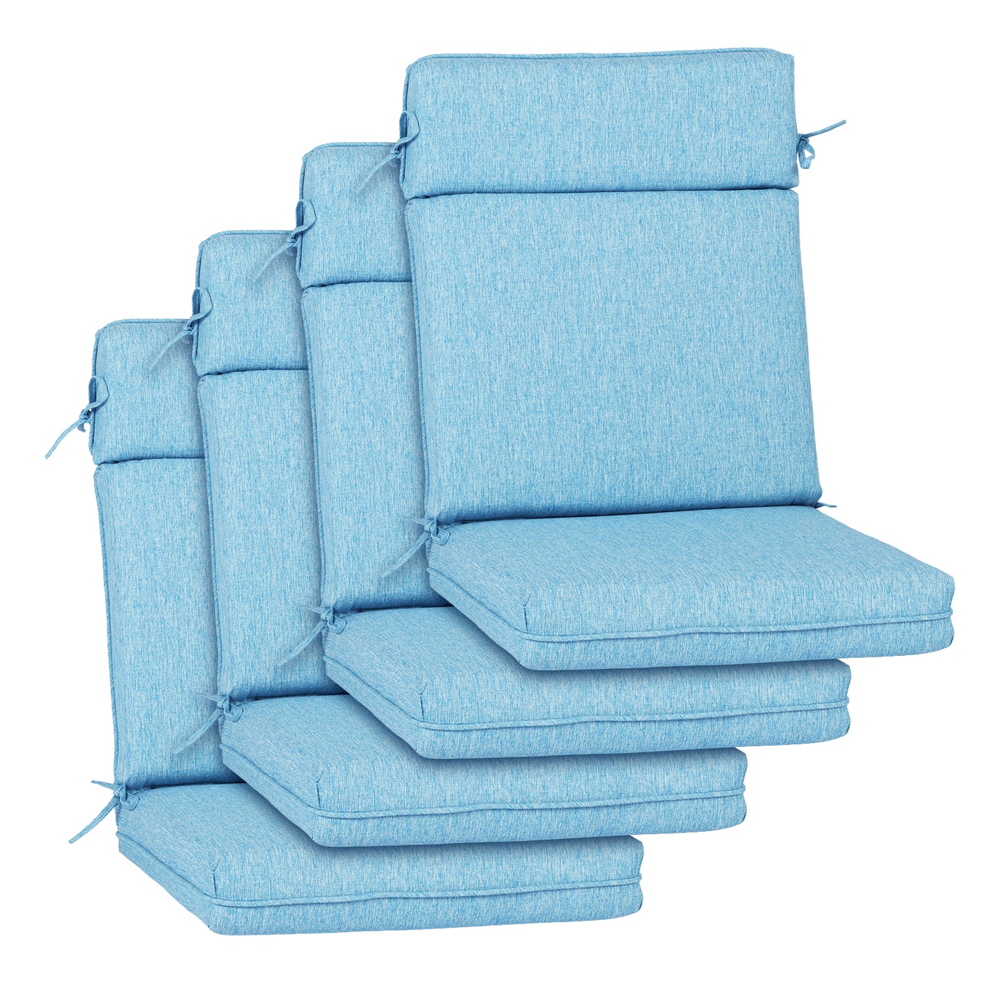 Outdoor High Back Dining Chair Cushion Set, Polyester Fabric, TPU Water Repellent Coating, Lake Blue Aoodor 