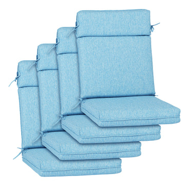 Outdoor High Back Dining Chair Cushion Set, Polyester Fabric, TPU Water Repellent Coating, Lake Blue Aoodor 