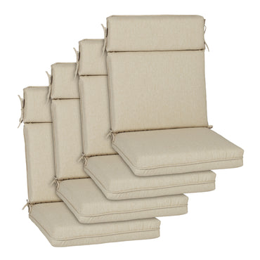 Outdoor High Back Dining Chair Cushion Set, Polyester Fabric, TPU Water Repellent Coating, Light Taupe Aoodor 