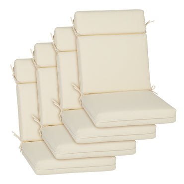 Outdoor High Back Dining Chair Cushion Set, Polyester Fabric, TPU Water Repellent Coating, Ivory Aoodor 