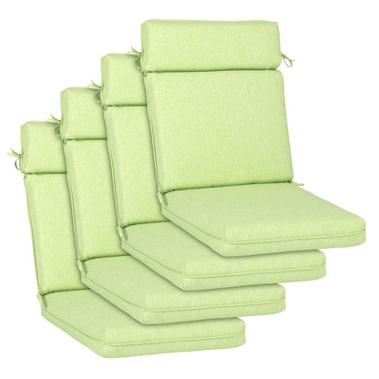 Outdoor High Back Dining Chair Cushion Set, Polyester Fabric, TPU Water Repellent Coating, Green