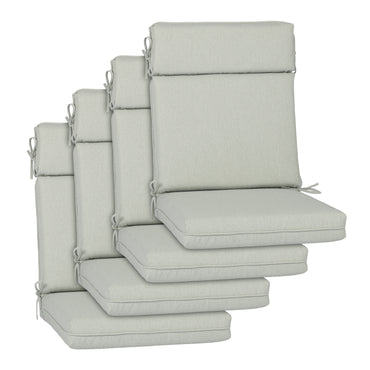 Outdoor High Back Dining Chair Cushion Set, Polyester Fabric, TPU Water Repellent Coating, Light Gray Aoodor 