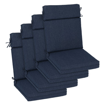 Outdoor High Back Dining Chair Cushion Set, Polyester Fabric, TPU Water Repellent Coating, Navy Blue Aoodor 