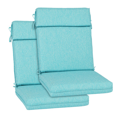 Outdoor High Back Dining Chair Cushion Set, Polyester Fabric, TPU Water Repellent Coating, Teal