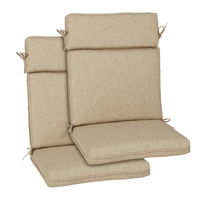 Outdoor High Back Dining Chair Cushion Set, Polyester Fabric, TPU Water Repellent Coating, Brown