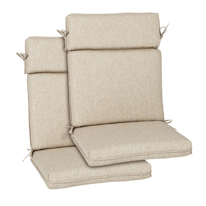 Outdoor High Back Dining Chair Cushion Set, Polyester Fabric, TPU Water Repellent Coating, Brown