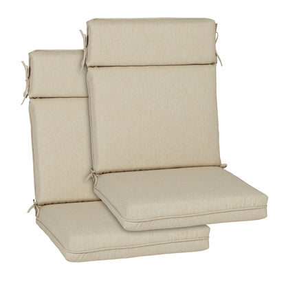 Outdoor High Back Dining Chair Cushion Set, Polyester Fabric, TPU Water Repellent Coating, Light Taupe