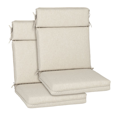 Outdoor High Back Dining Chair Cushion Set, Polyester Fabric, TPU Water Repellent Coating, Light Taupe