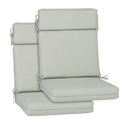 Outdoor High Back Dining Chair Cushion Set, Polyester Fabric, TPU Water Repellent Coating, Light Gray