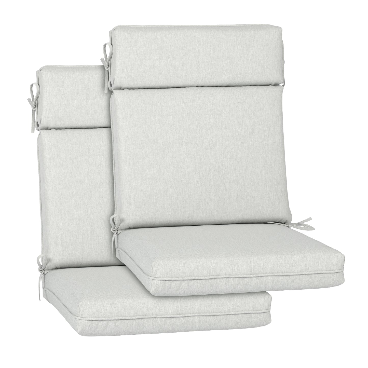 Outdoor High Back Dining Chair Cushion Set, Polyester Fabric, TPU Water Repellent Coating, Light Gray Aoodor 