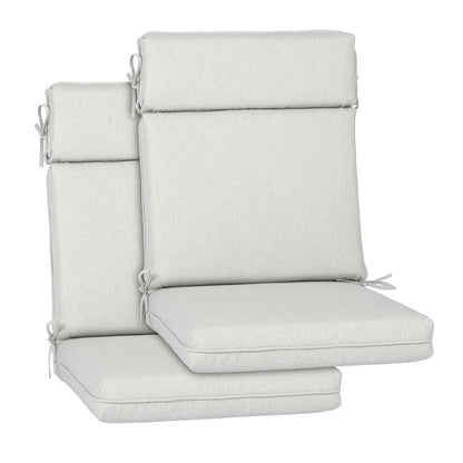 Outdoor High Back Dining Chair Cushion Set, Polyester Fabric, TPU Water Repellent Coating, Light Gray