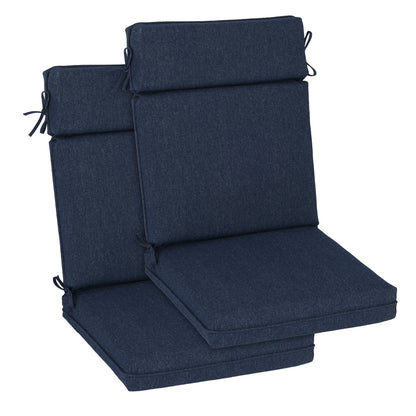 Outdoor High Back Dining Chair Cushion Set, Polyester Fabric, TPU Water Repellent Coating, Navy Blue