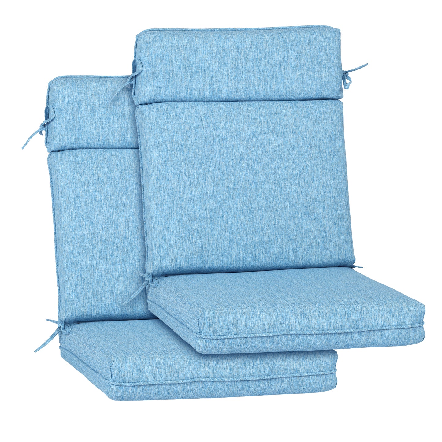Outdoor High Back Dining Chair Cushion Set, Polyester Fabric, TPU Water Repellent Coating, Lake Blue Aoodor 