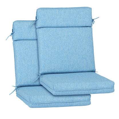 Outdoor High Back Dining Chair Cushion Set, Polyester Fabric, TPU Water Repellent Coating, Lake Blue