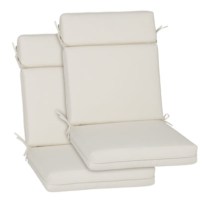 Outdoor High Back Dining Chair Cushion Set, Polyester Fabric, TPU Water Repellent Coating, Ivory