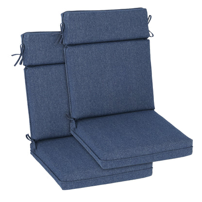 Outdoor High Back Dining Chair Cushion Set, Polyester Fabric, TPU Water Repellent Coating, Navy Blue