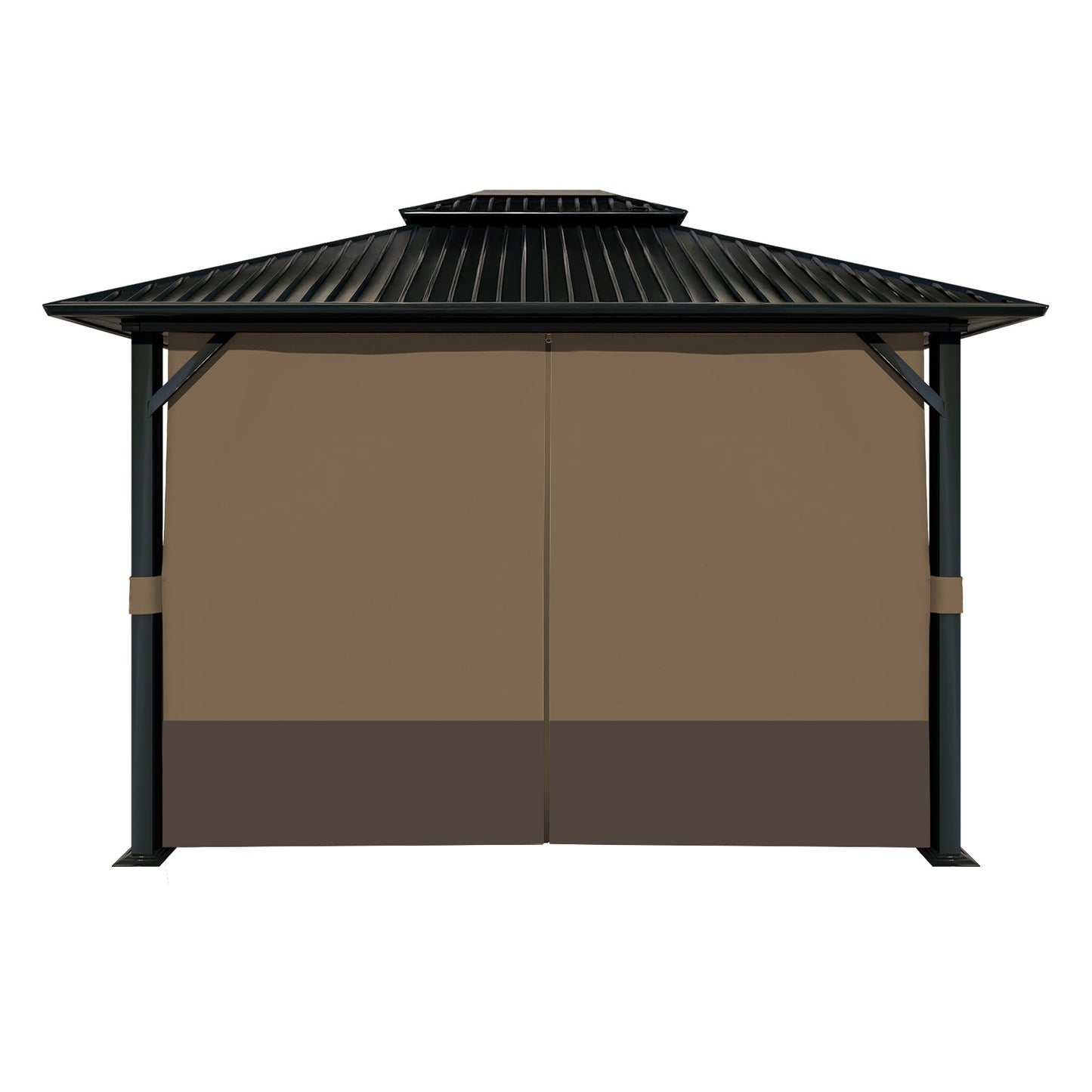 Outdoor Gazebo Curtains, 4 Panels Privacy Sidewall Replacement (Curtain Only) - Light Coffee and Coffee