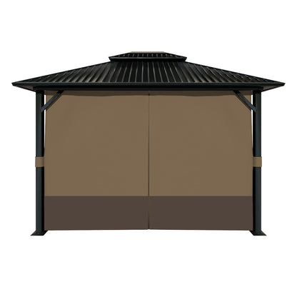 Outdoor Gazebo Curtains, 4 Panels Privacy Sidewall Replacement (Curtain Only) - Light Coffee and Coffee