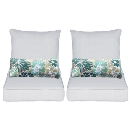 Patio Deep Chair Cushion, 2 Back 2 Seater 2 Pillow, Light Gray