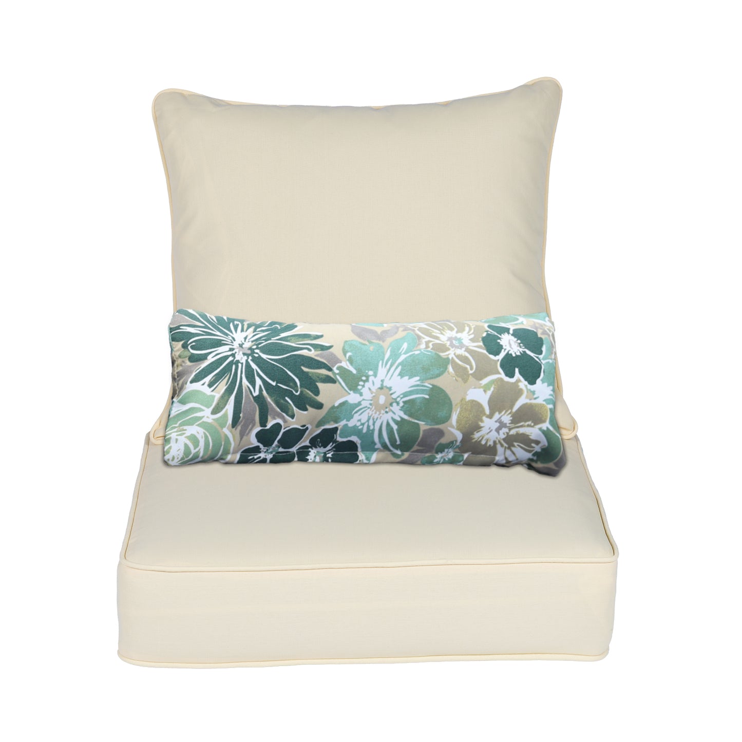 Outdoor Deep Seat Cushion Set with Lumbar Pillow, Patio Chair Back & Seat Cushions, Cream Yellow