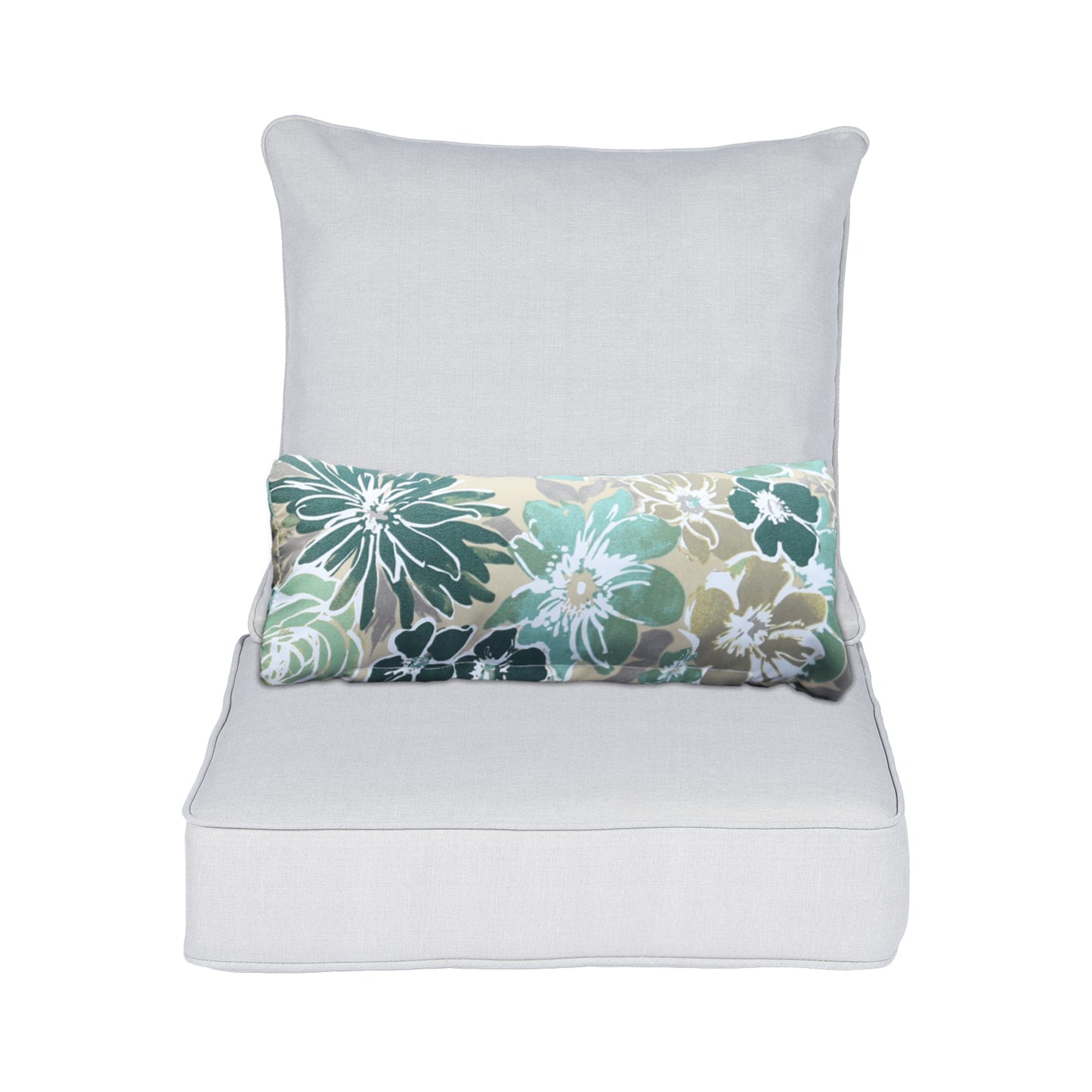 Outdoor Deep Seat Cushion Set with Lumbar Pillow, Patio Chair Back & Seat Cushions, Light Gray