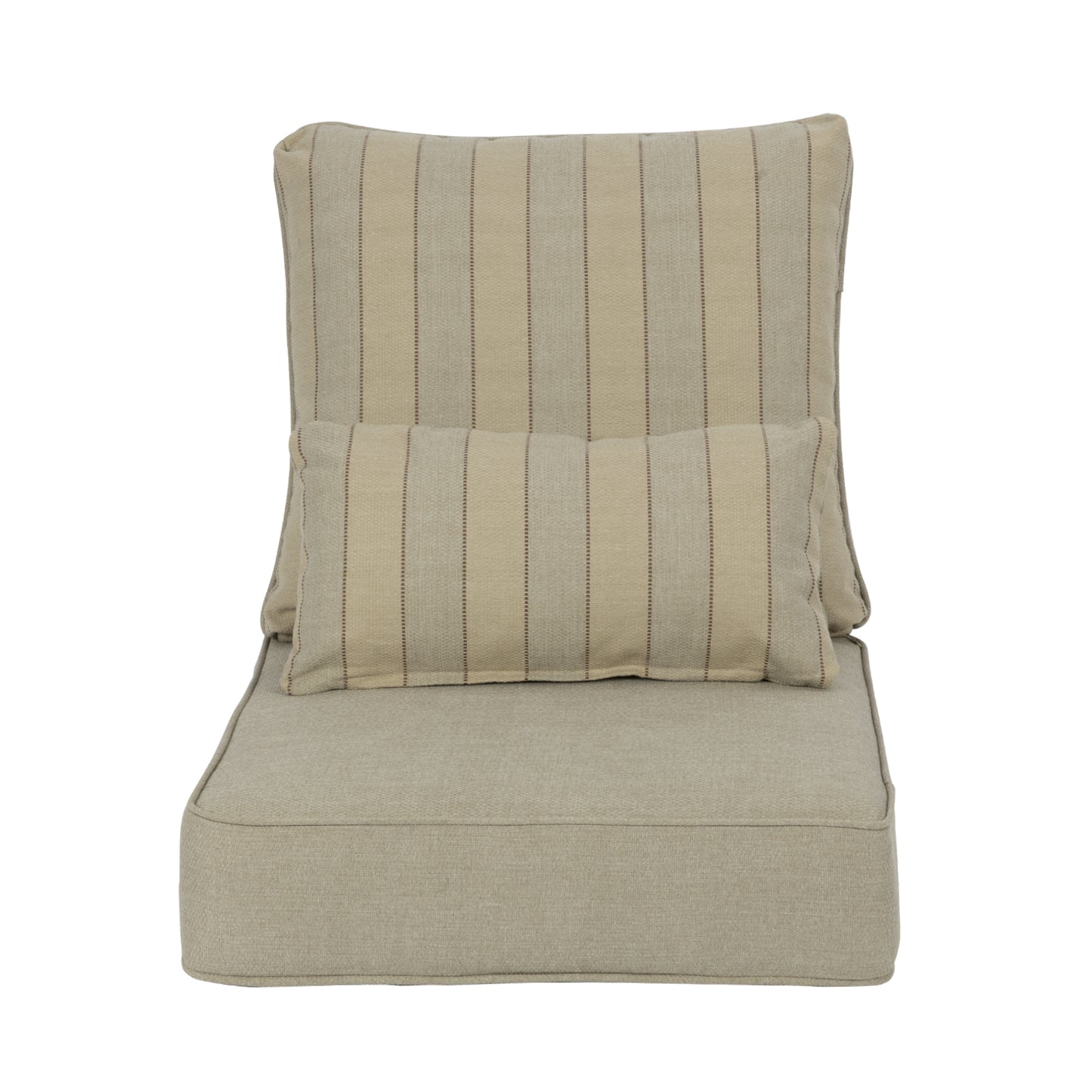 Outdoor Deep Seat Cushion Set with Lumbar Pillow, Patio Chair Back & Seat Cushions, Khaki Stripes