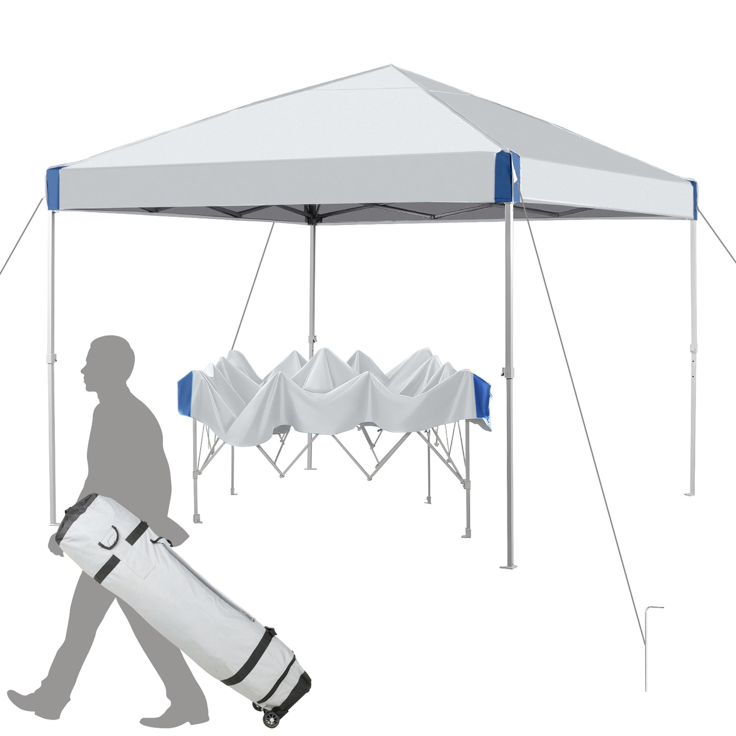 10x10/12x12 ft. Pop Up Canopy Tent with Roller Bag