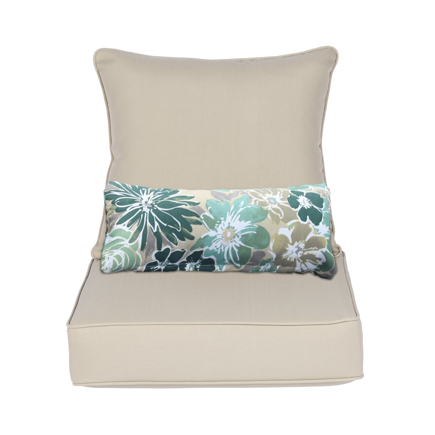 Outdoor Deep Seat Cushion Set with Lumbar Pillow, Patio Chair Back & Seat Cushions, Brown