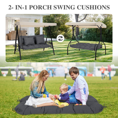 59" Tufted Porch Swing Cushions, Extra 5.1" Thick Outdoor Swing Bench Replacement Cushion with Backrest and 2 Pillows - Dark Gray