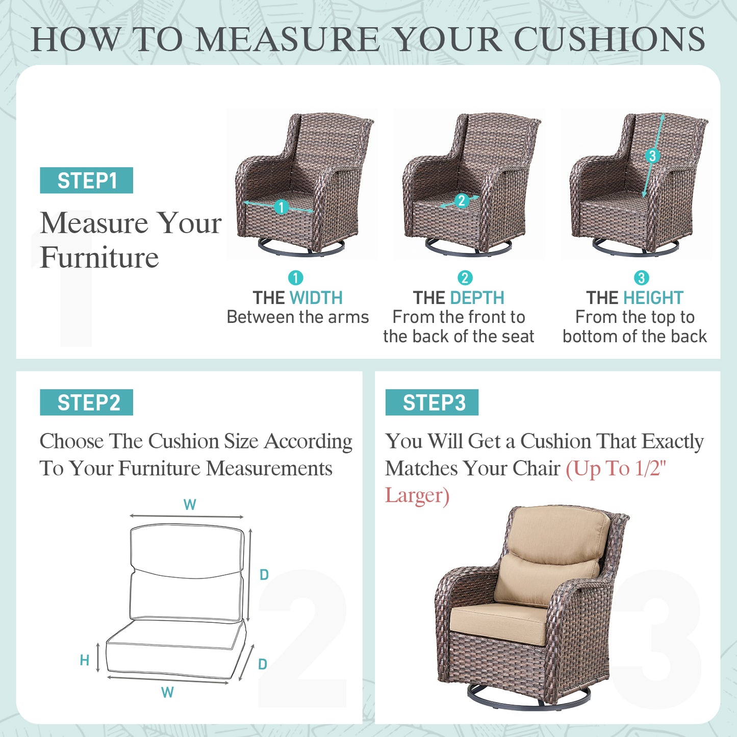 Smile Outdoor Chair Cushion Set, Sunbrella Fabric Deep Seating Cushions, Canvas Heather Beige