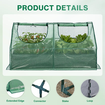 Raised Garden Bed with Mini Greenhouse Cover, Green PE Planter Box Kit