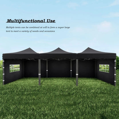 10 x 10 FT. Pop Up Canopy Tent with Windows Sidewalls, 3 Adjustable Heights, with Wheeled Bag  Aoodor    