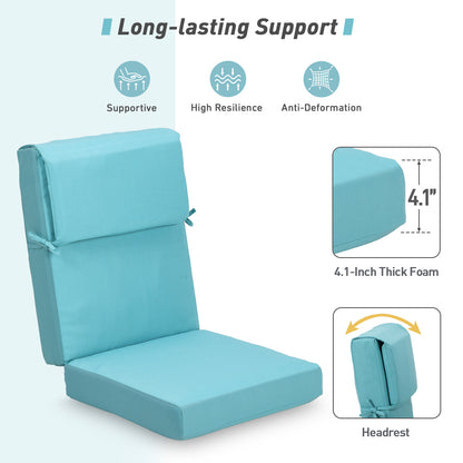 45x22x4 inch Outdoor High Back Patio Chair Cushions, Blue