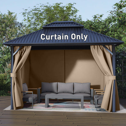 Outdoor Gazebo Curtains, 4 Panels Privacy Sidewall Replacement (Curtain Only) - Sand Yellow