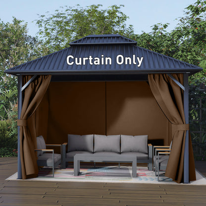 Outdoor Gazebo Curtains, 4 Panels Privacy Sidewall Replacement (Curtain Only) - Brown