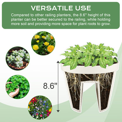 20 inch Outdoor Rattan Pattern Railing Planter Boxes, Set of 4