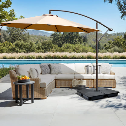 4-Piece Offset Cantilever Patio Umbrella Base Stand - Sand Filled Weight Plates for Stability