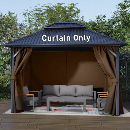 Outdoor Gazebo Curtains, 4 Panels Privacy Sidewall Replacement (Curtain Only) - Brown and Coffee