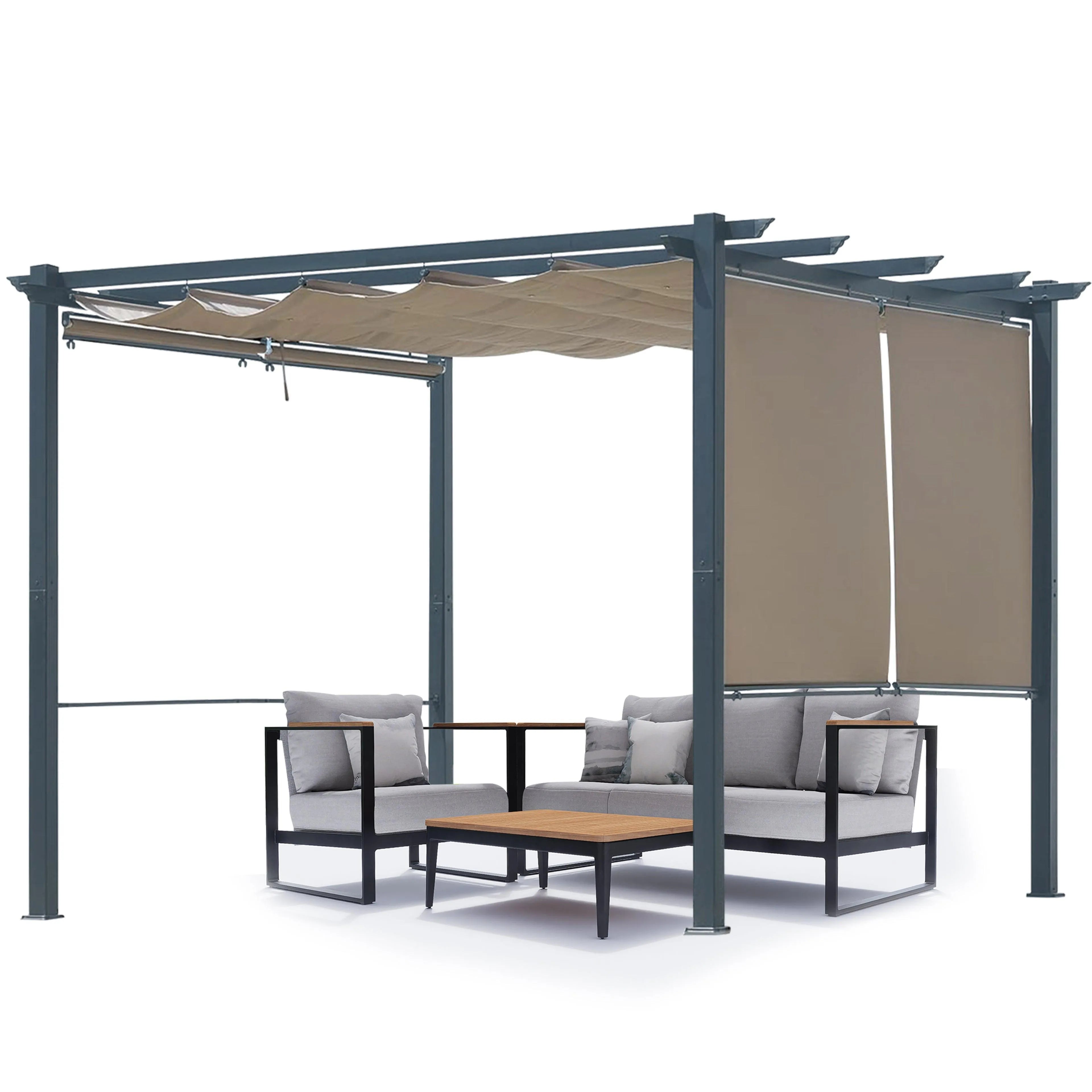 Aoodor Brown outdoor gazebo with sofa set