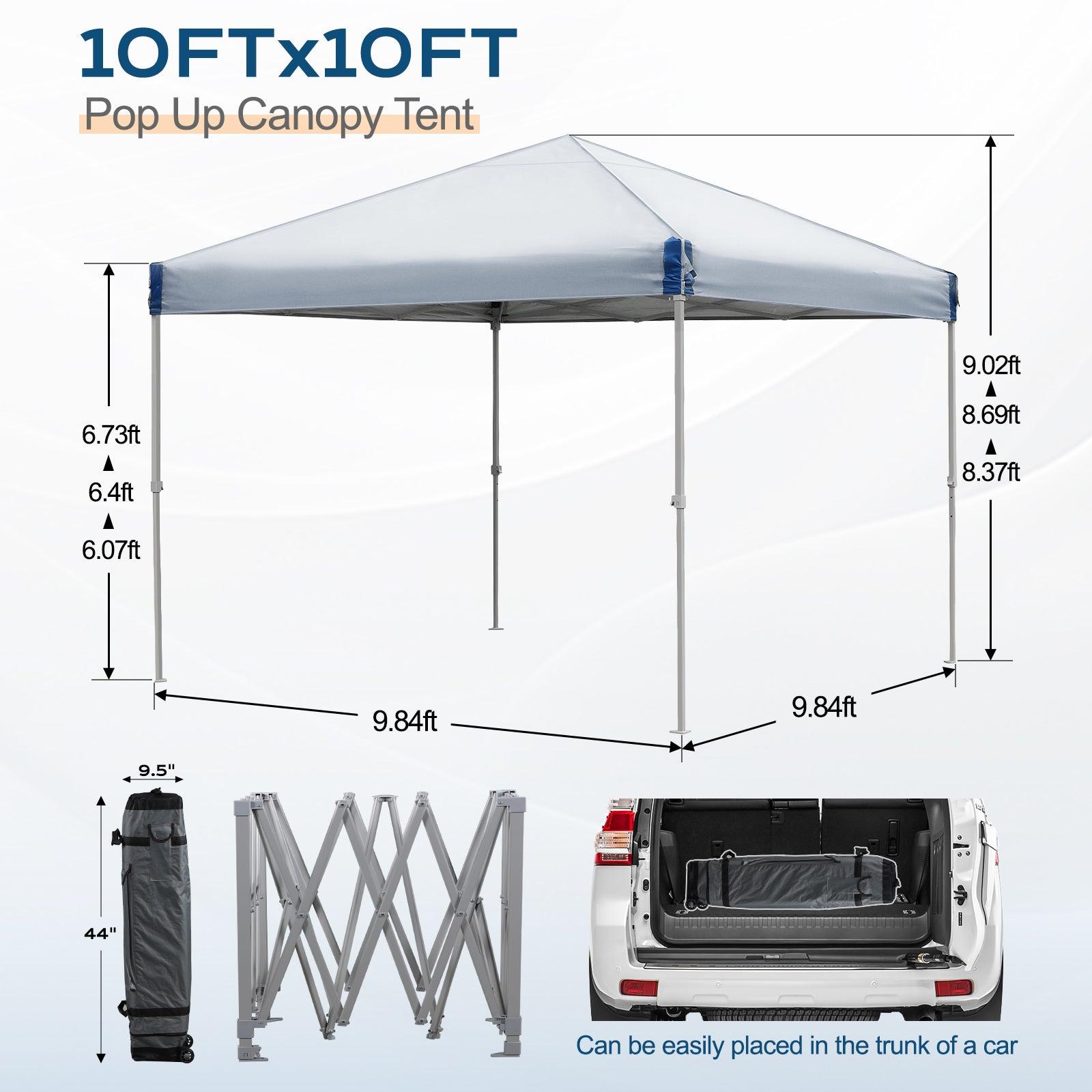 10 x 10 FT Pop Up Canopy Tent with Roller Bag, Instant Shade Canopy Gray Aoodor