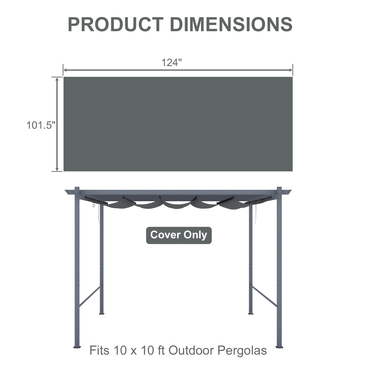Pergola Replacement Canopy - Retractable Sun Shade Cover with Water-Resistant & UPF 50+ UV Blocking for Outdoor Patio Aoodor 
